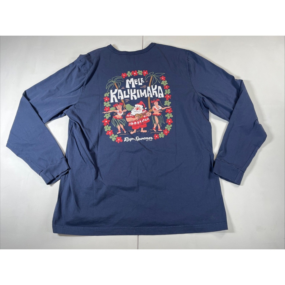 Reyn Spooner Christmas Mele Kalikimaka LS T Shirt Santa Hawaii Men's XXL